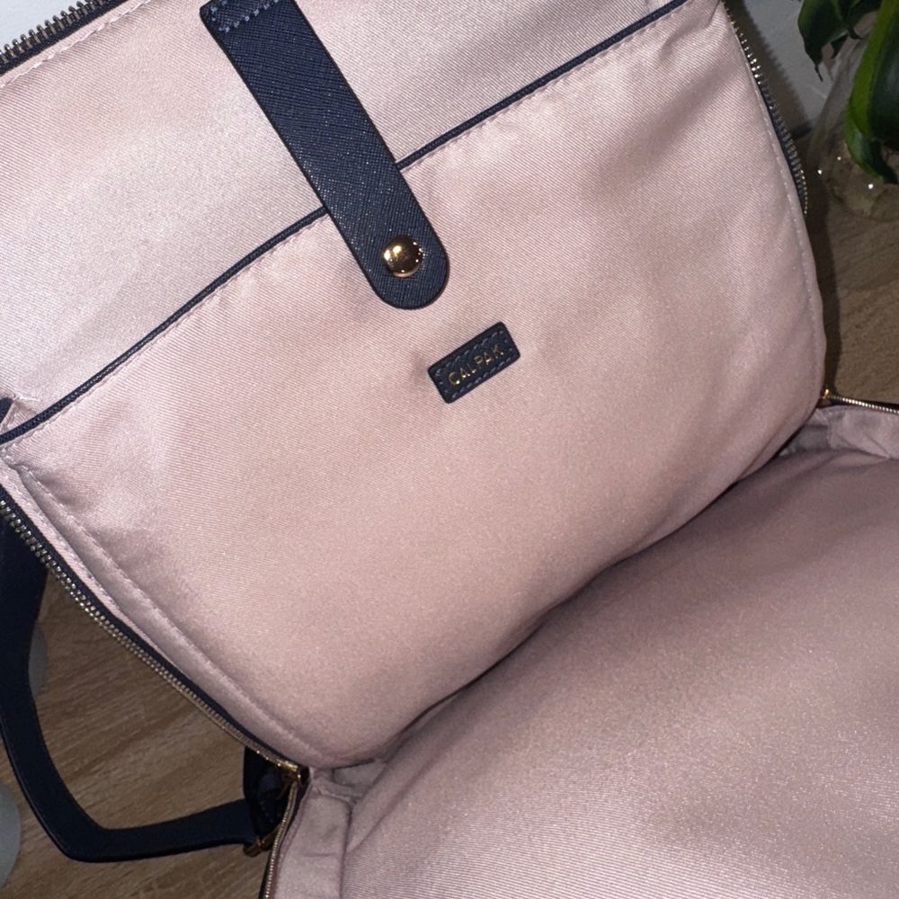 Calpak Navy Backpack with Gold Hardware Laptop Bag - Picture 5 of 9